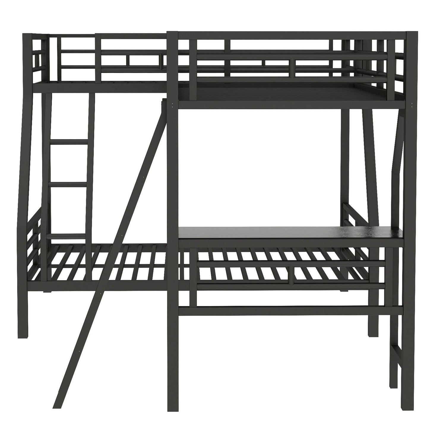 Twin over full bunk bed with loft and desk, black, 3 sleepers, HouseOfZazla on Tampa Home & Garden Store