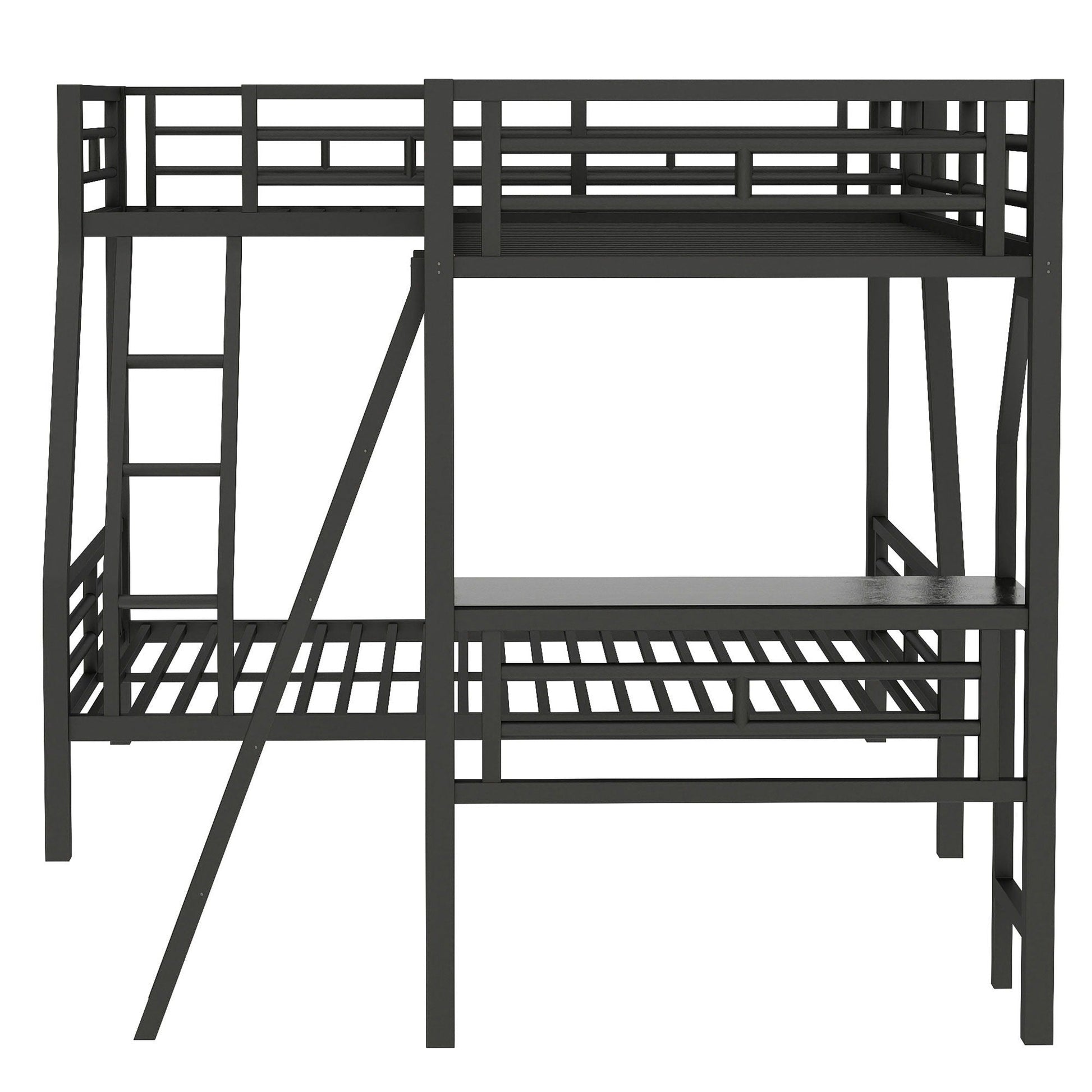 Twin over full bunk bed with loft and desk, black, 3 sleepers, HouseOfZazla on Tampa Home & Garden Store