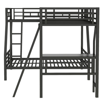 Twin over full bunk bed with loft and desk, black, 3 sleepers, HouseOfZazla on Tampa Home & Garden Store