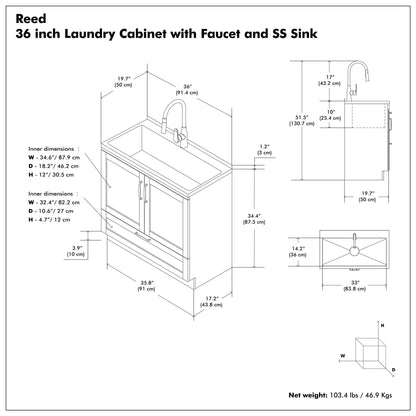 Reed Deluxe Laundry Cabinet with Pull-Out Faucet