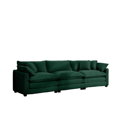 Mid-Century Modern 3 Seater Sectional Sofa emerald green velvet with cushions Unique Piece on Tampa Home & Garden Store