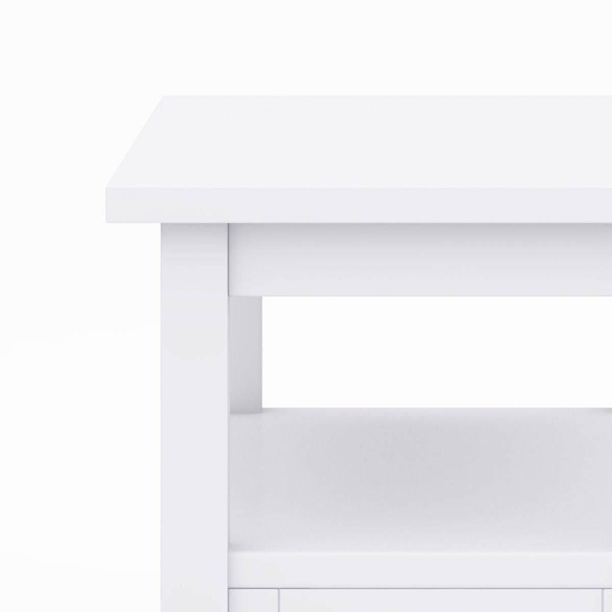 Warm Shaker coffee table with drawer and shelf in white finish on Tampa Home & Garden Store