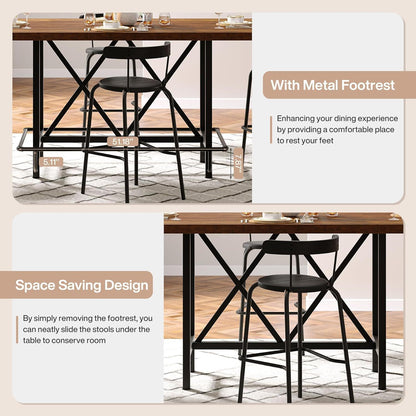 Rectangular Counter Height Dining Table for Six