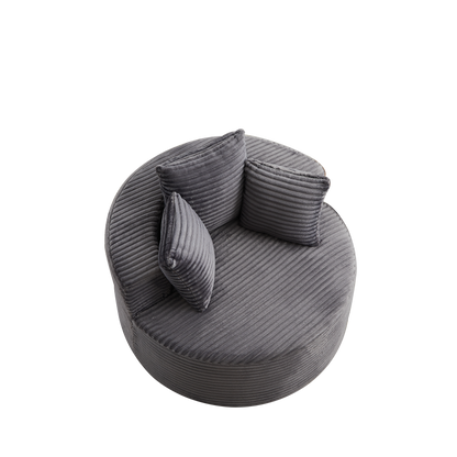 Modern Round Corduroy and Single Sofa Chair