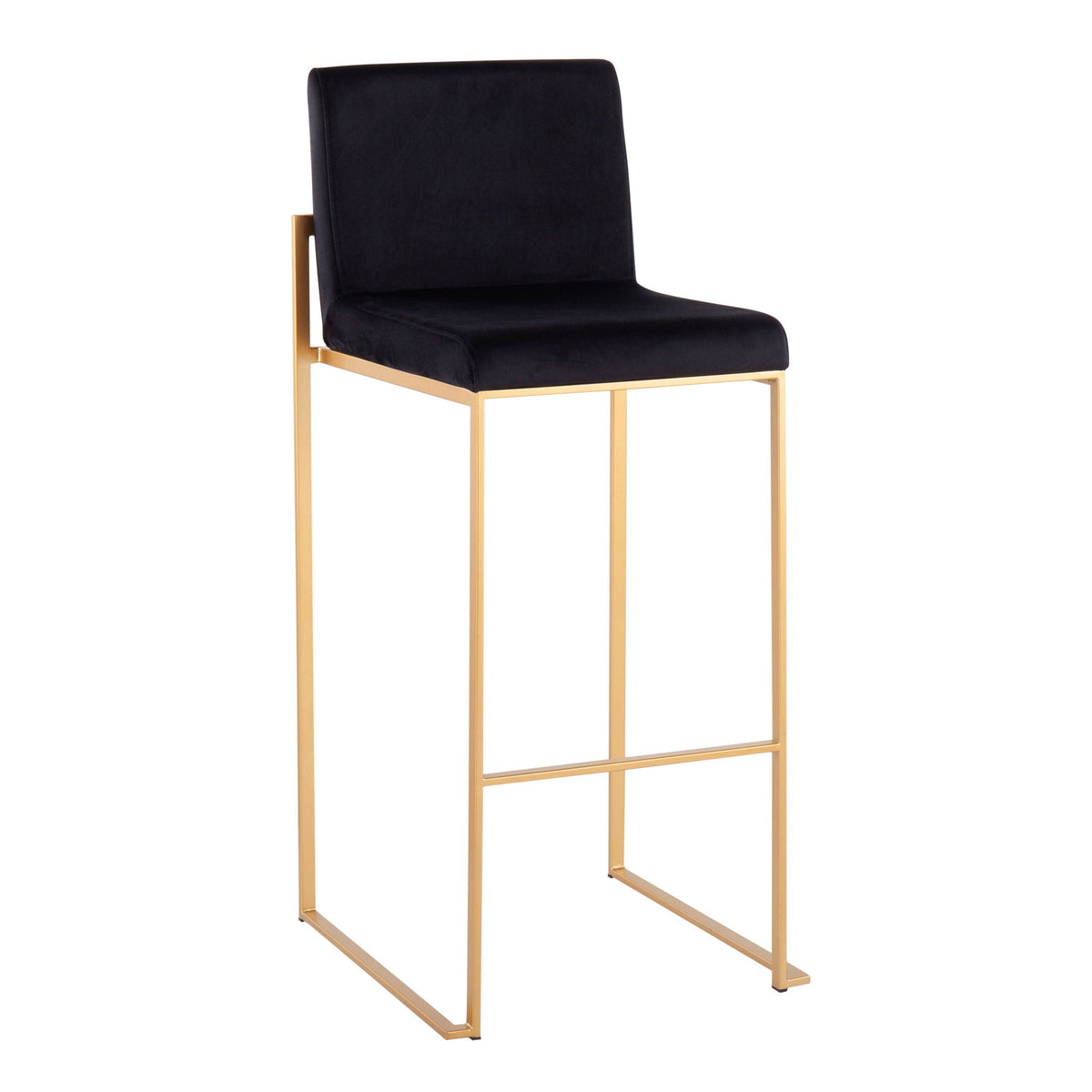 Contemporary high back barstool by HouseOfZazla with black upholstery and gold frame on Tampa Home & Garden Store