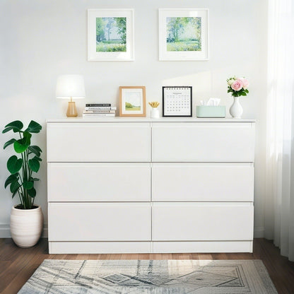 6 Drawer Dresser HouseOfZazla white finish with concealed handles and large top on Tampa Home & Garden Store