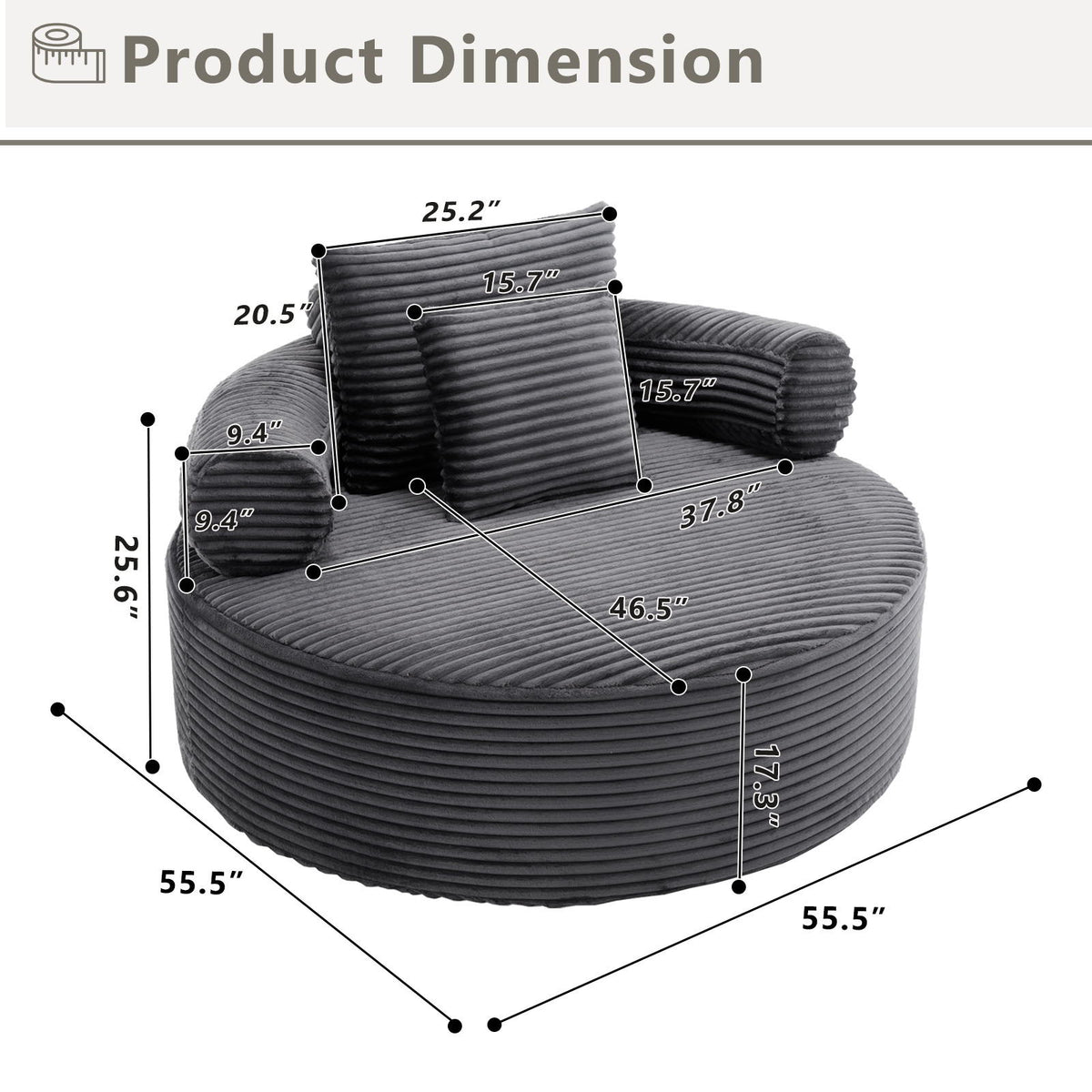 Round Sofa Bed and Pillows for the Living Room