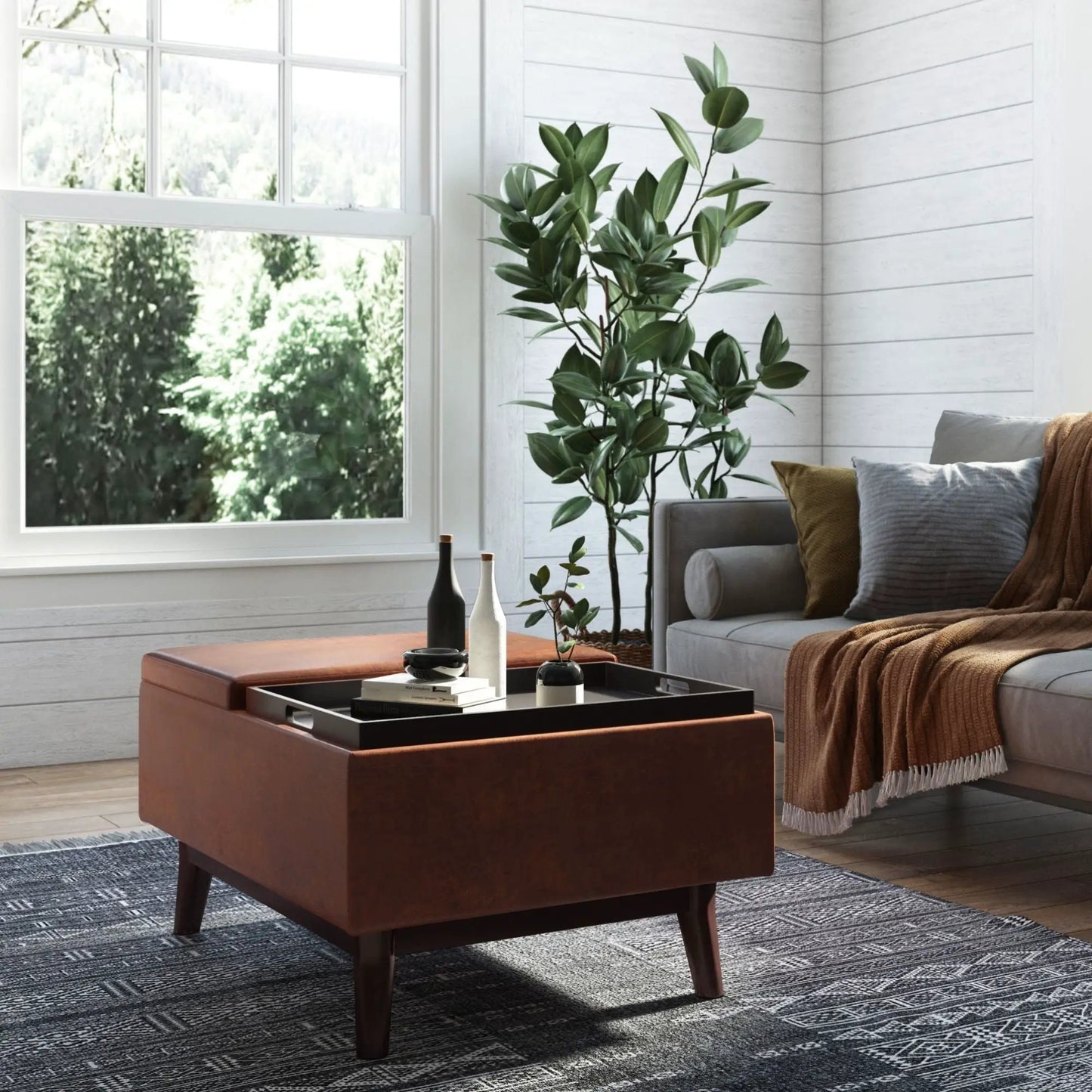 Owen Tray Top Small Coffee Table Storage Ottoman