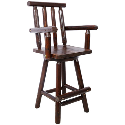 Rustic Fir Wood Bar Stool with Wide Armrests, Bar Height 28-30in, Unique Piece Furniture on Tampa Home & Garden Store
