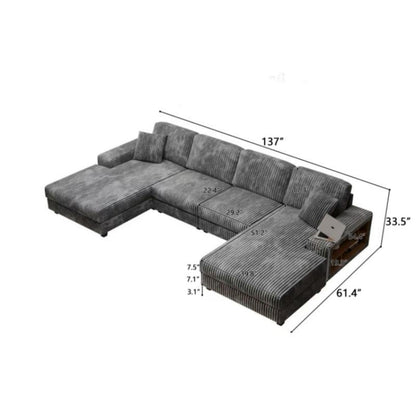 U Shaped Convertible Sofa And Large Living Room