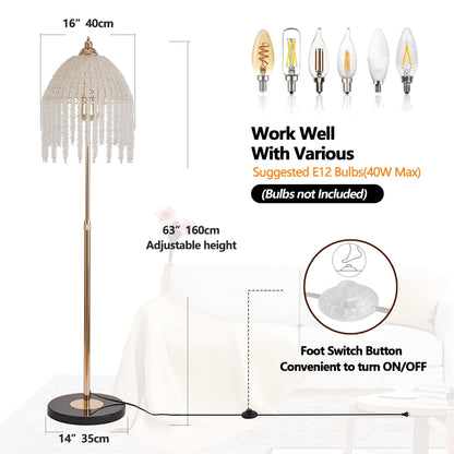 3-Light Elegant Crystal Floor Lamp Vintage Waterfall Design with gold-tone beads HouseOfZazla on Tampa Home & Garden Store