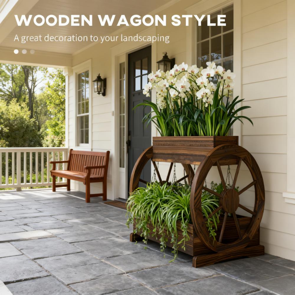 Vintage Wooden Wagon Planter and Garden Bed