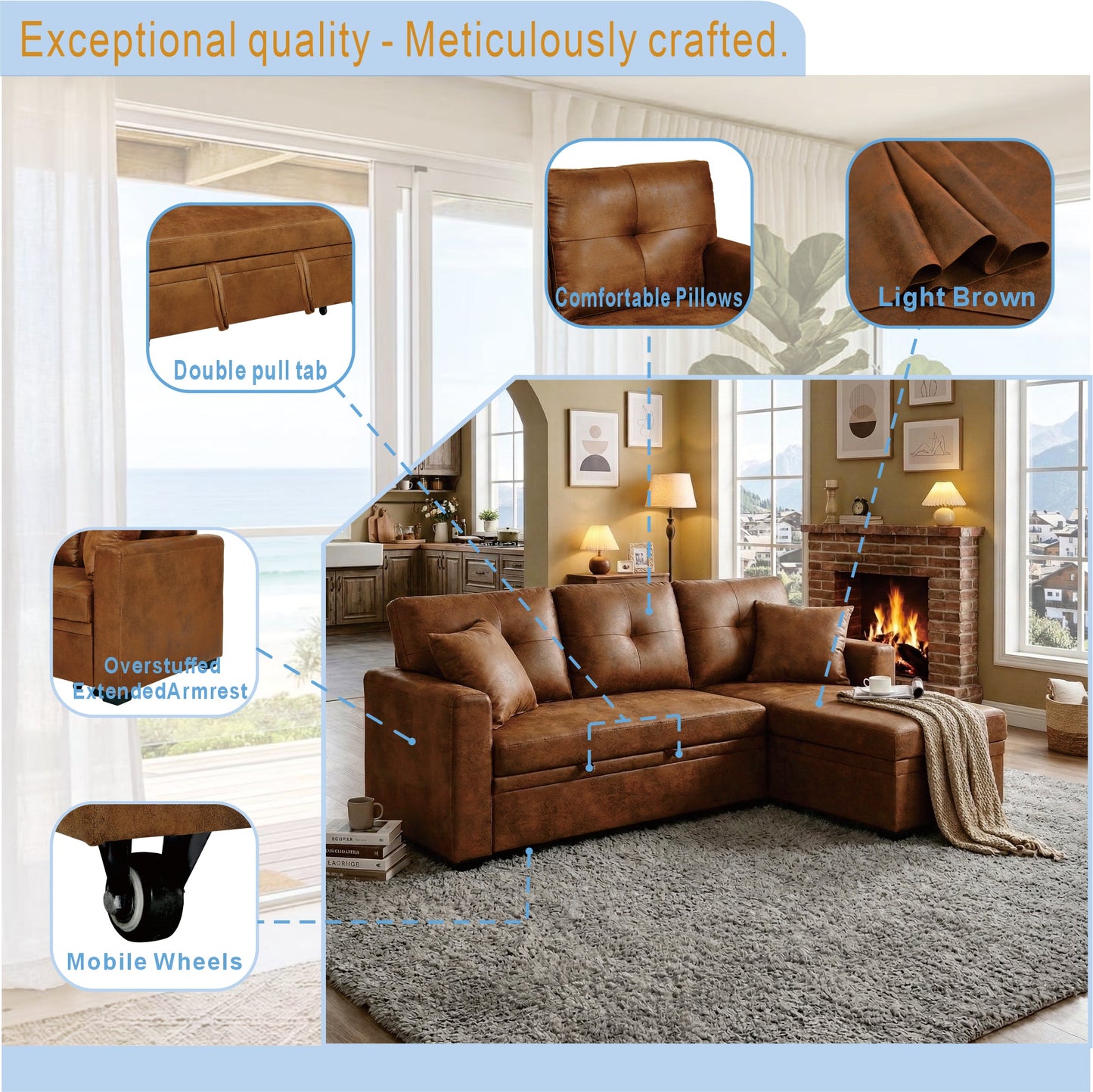Reversible Chaise Sleeper Sofa and Guest Bed