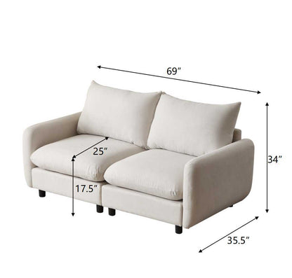 Modular Free Combination Sectional Sofa Couch cream fabric, 69in wide, by HouseOfZazla on Tampa Home & Garden Store
