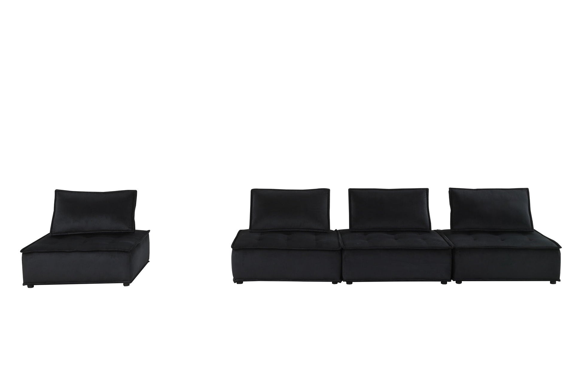 Anna Stylish Sectional Sofa Ottoman in black upholstery with plush cushions HouseOfZazla on Tampa Home & Garden Store