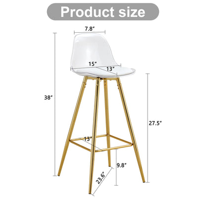 Stylish upholstered bar chair with gold metal legs, white seat on Tampa Home & Garden Store