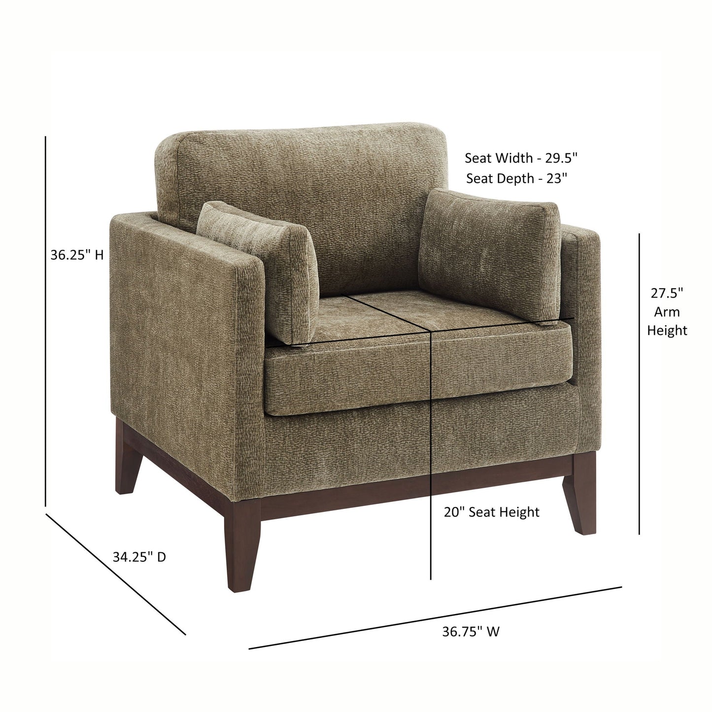Chios Arm Chair by HouseOfZazla in textured brown upholstery with dark wood legs on Tampa Home & Garden Store