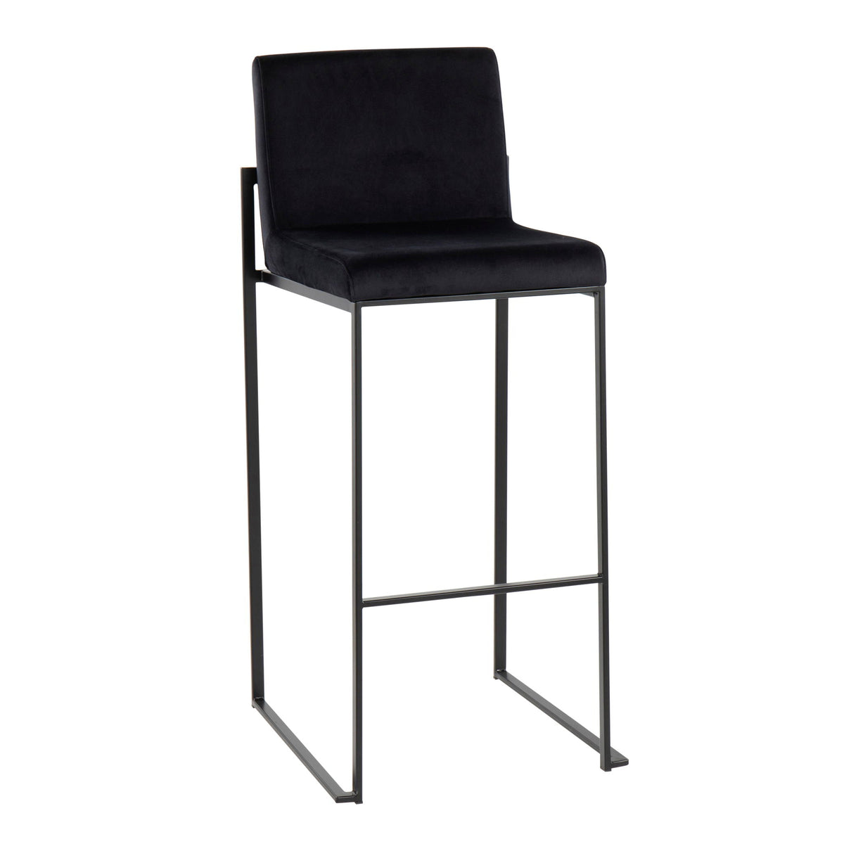 High-back contemporary barstool by HouseOfZazla in black upholstery with metal frame on Tampa Home & Garden Store