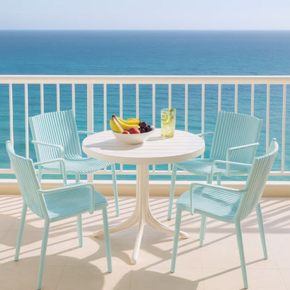 4 Stackable Plastic Chairs and Round Table