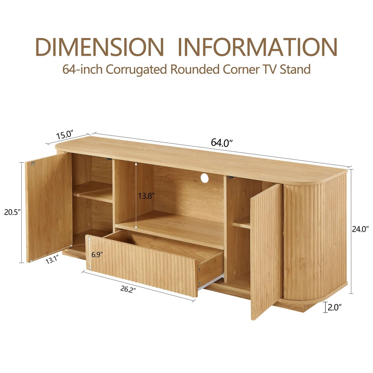 Modern Wavy TV Stand Sideboard with Cabinet