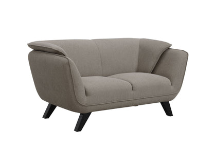 Nayeli Boucle Loveseat stationary taupe boucle fabric, angled black legs HouseOfZazla on Tampa Home & Garden Store