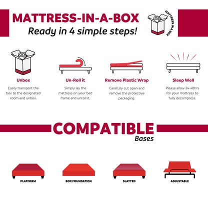 Premium 9in Medium Pocket Spring Mattress hybrid by HouseOfZazla with 4 bases on Tampa Home & Garden Store