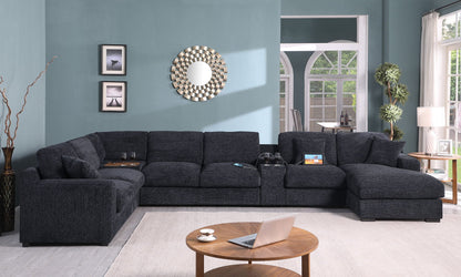 Celine fabric corner sectional sofa with right-facing chaise in dark charcoal gray on Tampa Home & Garden Store