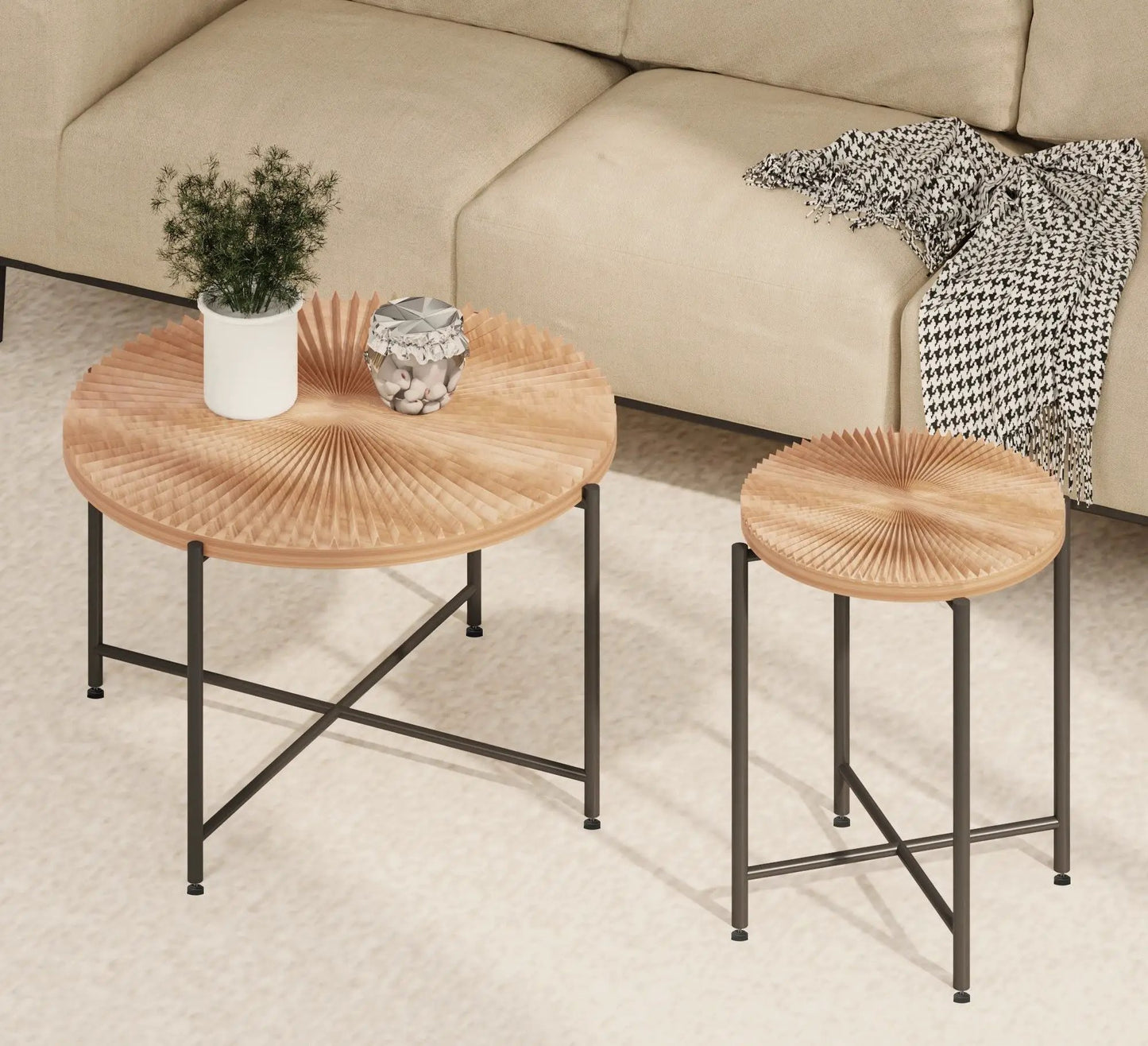 Radial Pattern Coffee and End Table Cover Set