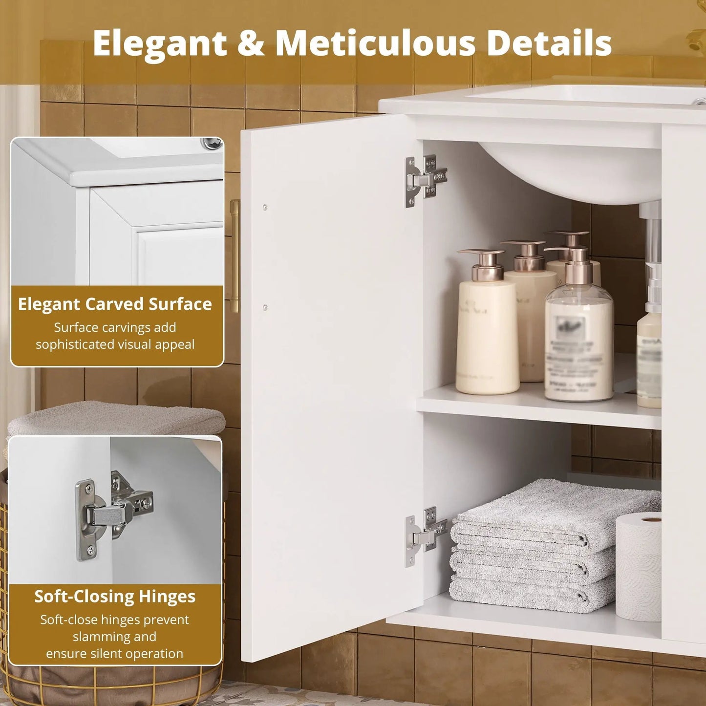 Wall Mounted Bathroom Cabinet With Side Shelves