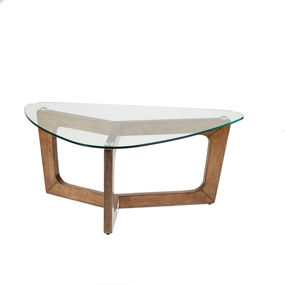 Walker Coffee Table with Tempered Glass Top, brown wood frame HouseOfZazla on Tampa Home & Garden Store