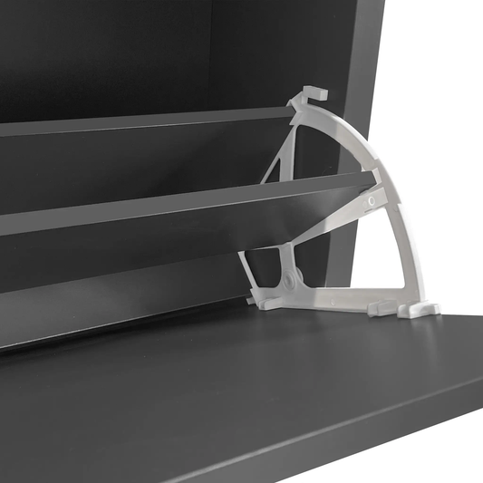 Ontrend Entryway Organizer 2 Flip Drawers Grey shoe cabinet with white mounting hardware on Tampa Home & Garden Store