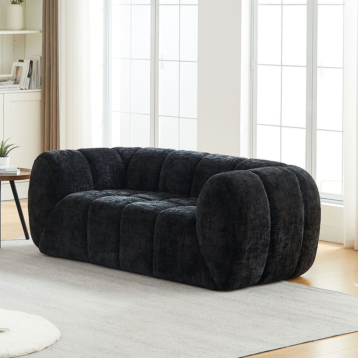 Rounded Cloud Sofa and Piano Key Backrest Design