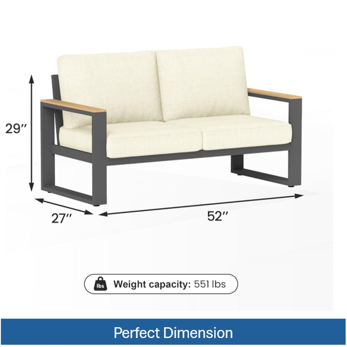 All Weather Outdoor Loveseat and Thick Cushions