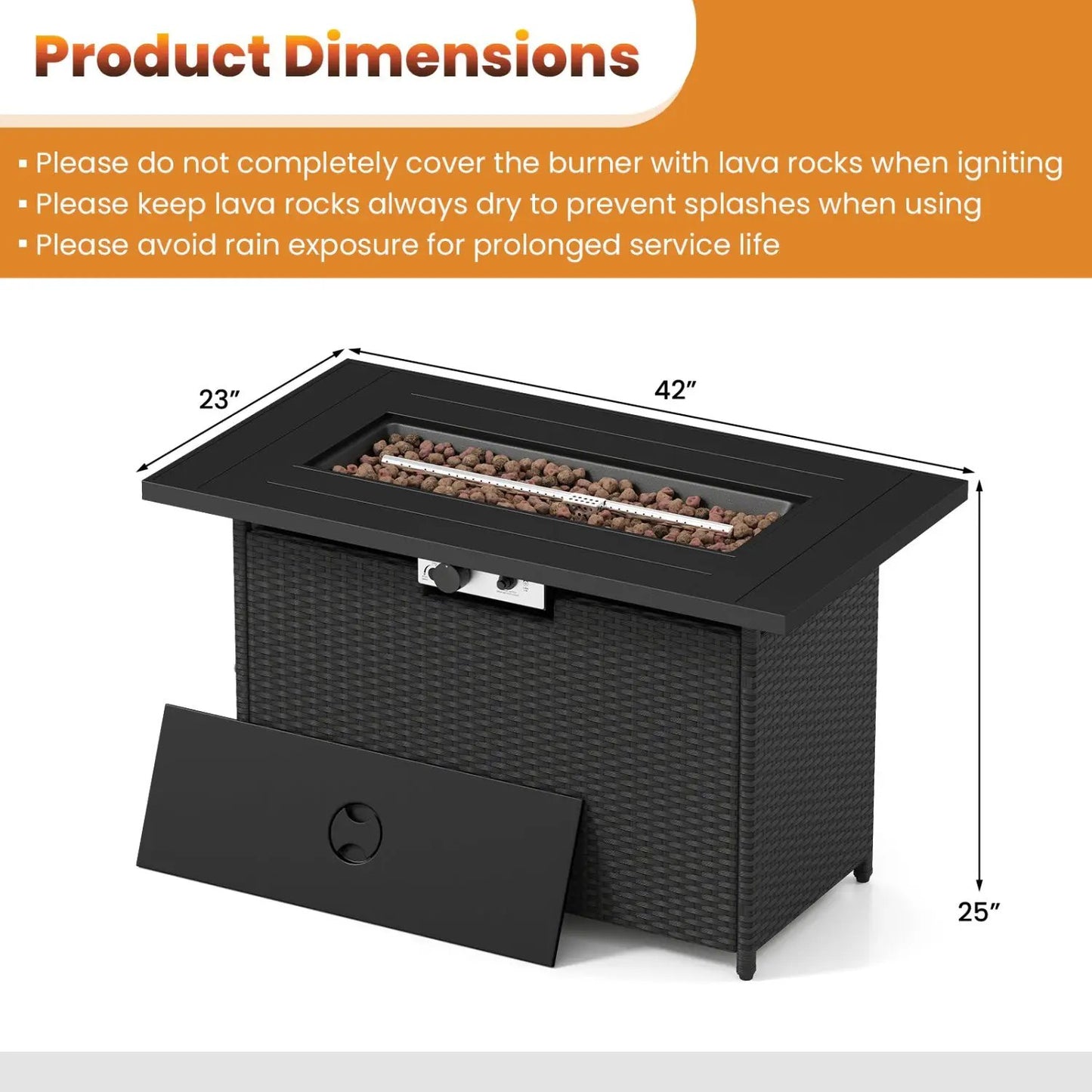 Propane Fire Pit Table with 50,000 BTU Burner