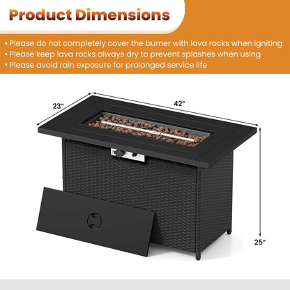 Propane Fire Pit Table with 50,000 BTU Burner