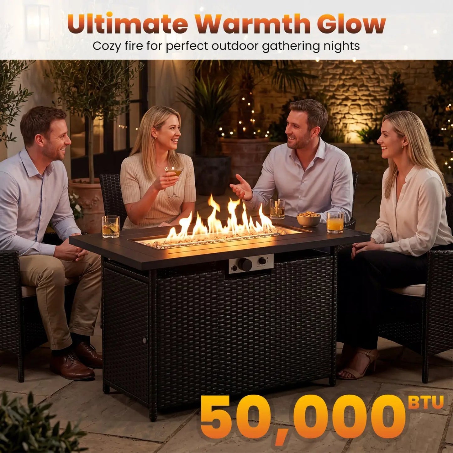 Propane Fire Pit Table with 50,000 BTU Burner