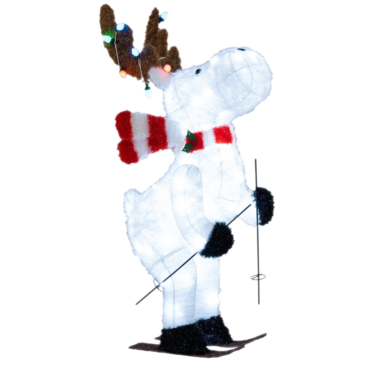 44in DirectDeals pre-lit Christmas reindeer skiing decoration with colorful antler lights on Tampa Home & Garden Store