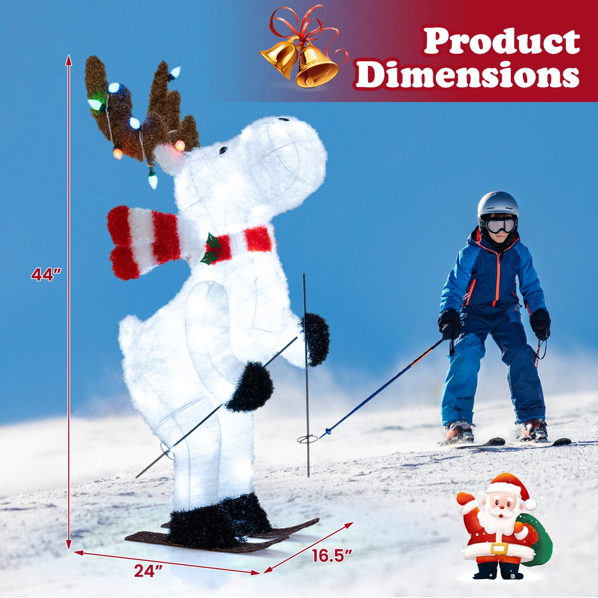 44in Animated Skiing Reindeer Decoration by DirectDeals, pre-lit with lights on Tampa Home & Garden Store