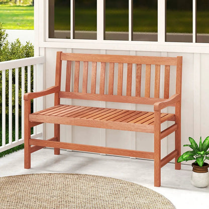44 Inch Teak Outdoor Bench for Two Adults
