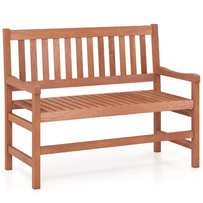 44 Inch Teak Outdoor Bench for Two Adults