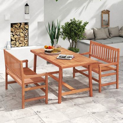 44 Inch Teak Outdoor Bench for Two Adults