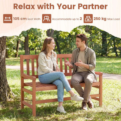 44 Inch Teak Outdoor Bench for Two Adults