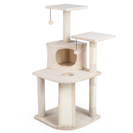 44 Inch Tall Kitten Tower with Condo and 2 Plush Perches - Tampa Home & Garden Store