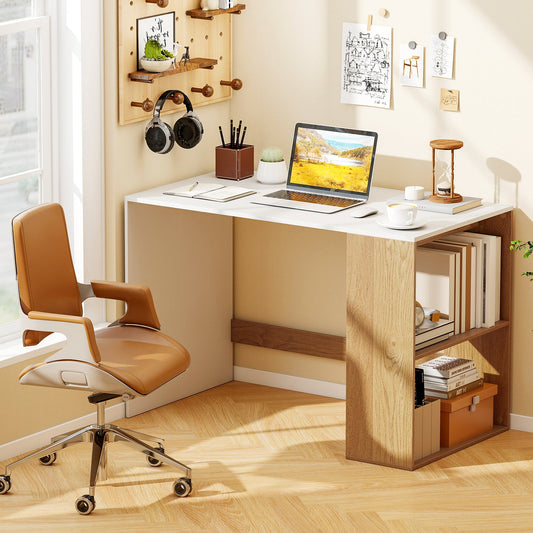 44 Inch Wooden Computer Desk with Bookshelf for Small Space - Tampa Home & Garden Store