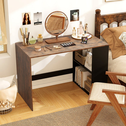 44 Inch Wooden Computer Desk with Bookshelf for Small Space