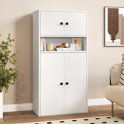 44 Inches Tall Bookshelf with Doors and Adjustable Shelf - Tampa Home & Garden Store