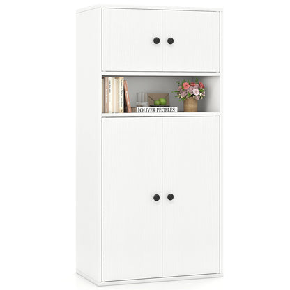44 Inches Tall Bookshelf with Doors and Adjustable Shelf - Tampa Home & Garden Store