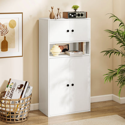 44 Inches Tall Bookshelf with Doors and Adjustable Shelf - Tampa Home & Garden Store