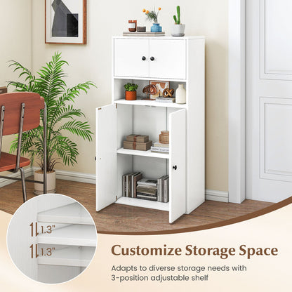 44 Inches Tall Bookshelf with Doors and Adjustable Shelf - Tampa Home & Garden Store