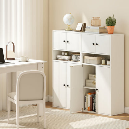 44 Inches Tall Bookshelf with Doors and Adjustable Shelf - Tampa Home & Garden Store